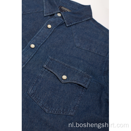 Denim mode-overhemden met knoopsluiting voor heren